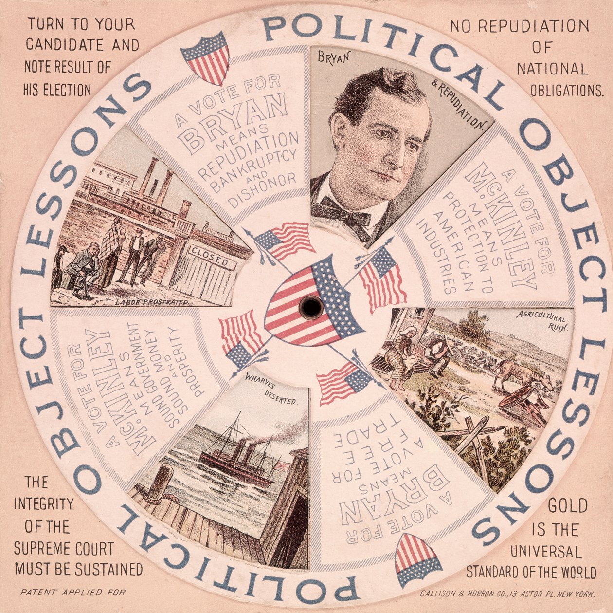 Lekcje przedmiotu politycznego, plakat amerykańskiej kampanii prezydenckiej dla Williama McKinleya (1843-1901) c.1897 autorstwa American School