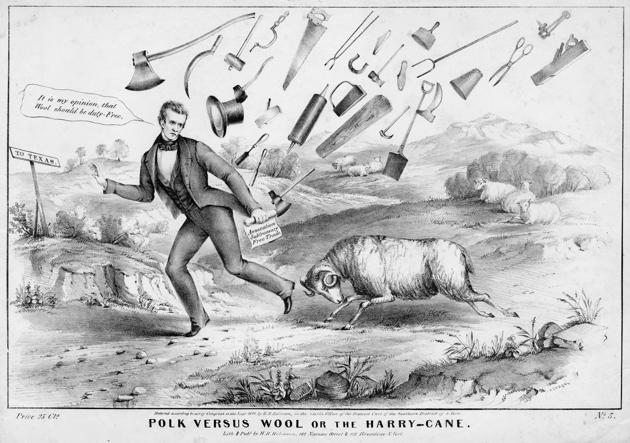 Polk kontra wełna, czyli The Harry-cane, wyd. H R Robinson, Nowy Jork, 1844 autorstwa American School