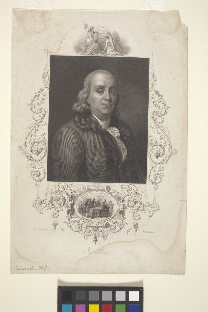 Portret Benjamina Franklina (atrament) autorstwa American School