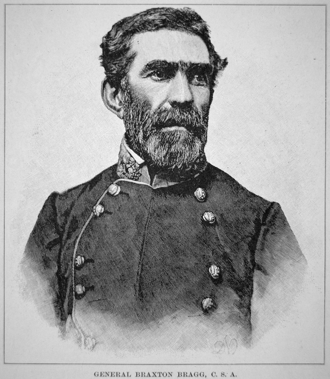 Portret generała Braxtona Bragga (1817-76) (lito) autorstwa American School