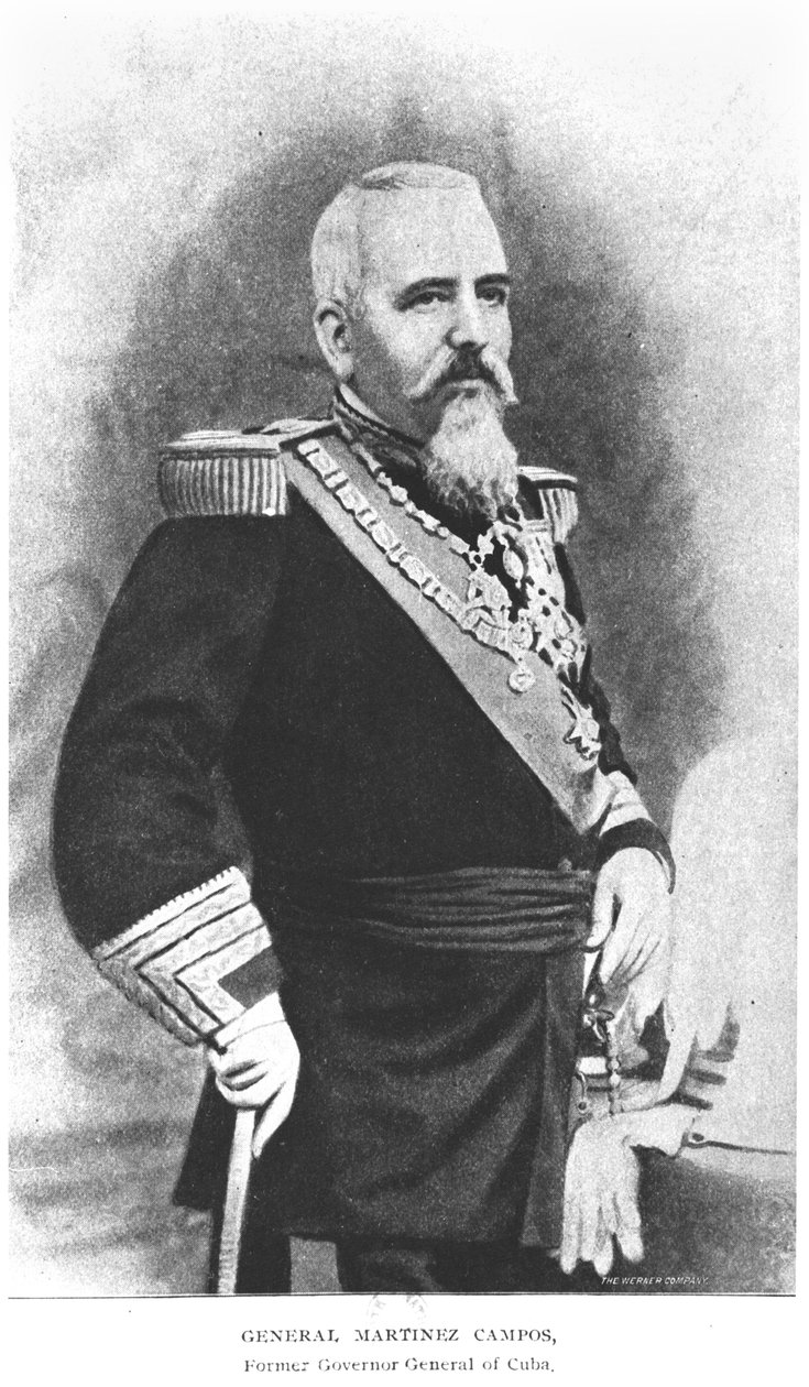 Portret generała Martineza Camposa (1831-1900) z Historii Kuby Murata Halsteada, opublikowany w 1898 r. autorstwa American School