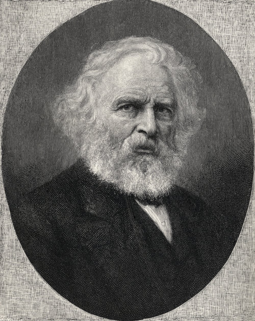 Portret Henry Wadsworth Longfellow, z „The Century Illustrated Monthly Magazine”, maj-październik 1883 autorstwa American School