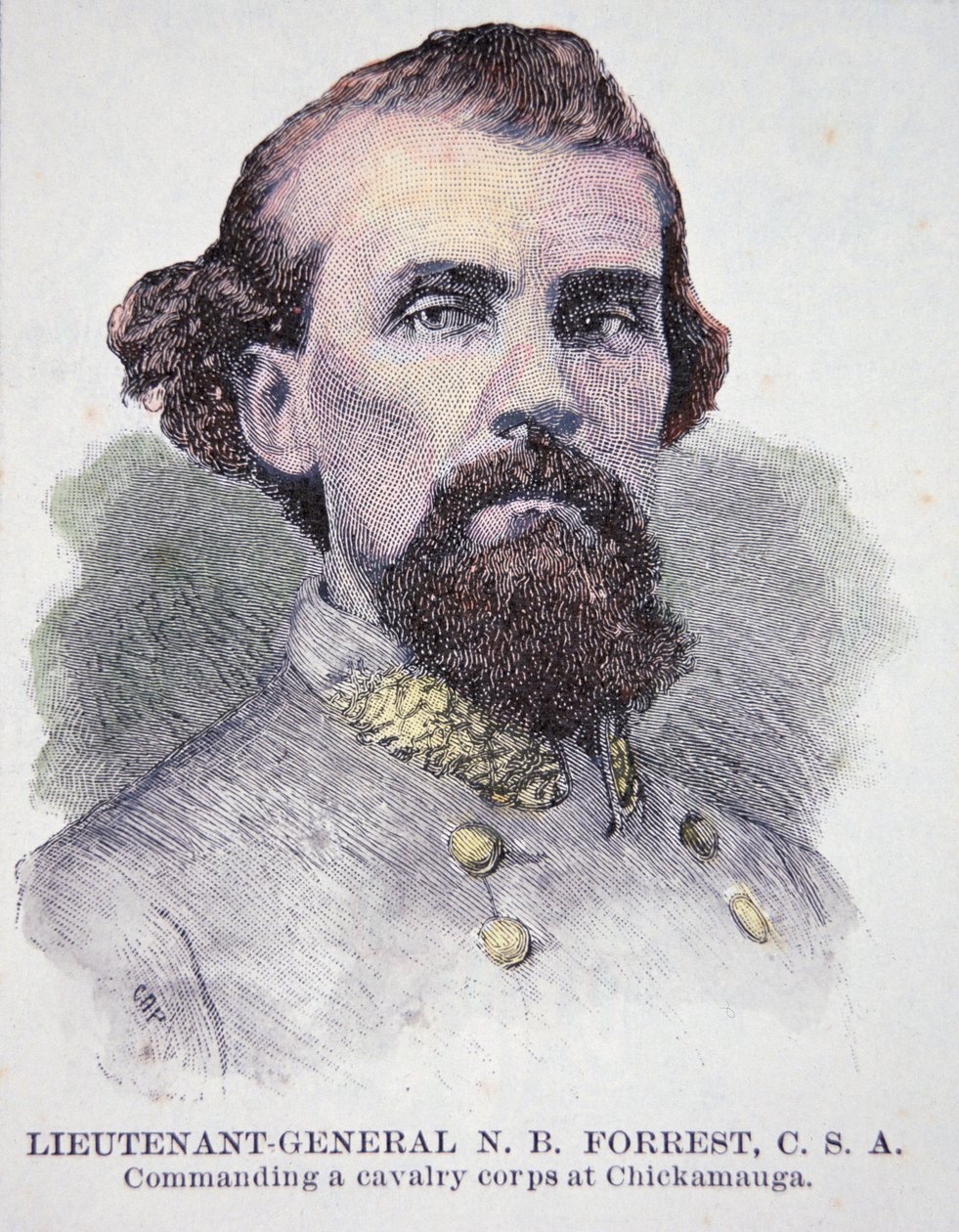 Portret generała porucznika Nathana B. Forresta (1821-77) (lito) autorstwa American School