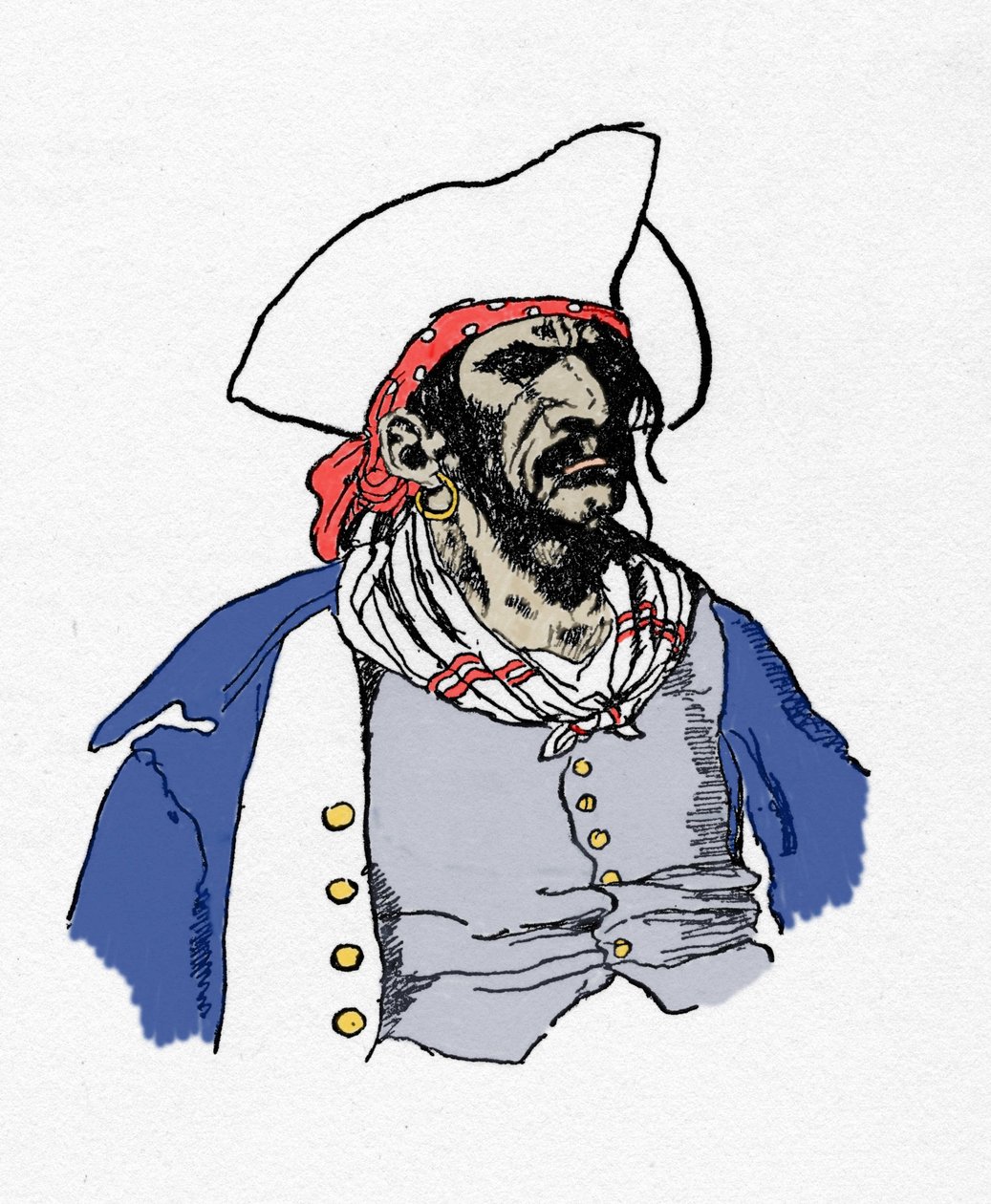 Portret pirata. „Księga piratów Buccaneers and Marooners of the Spanish Main”” autorstwa Howarda Pyle