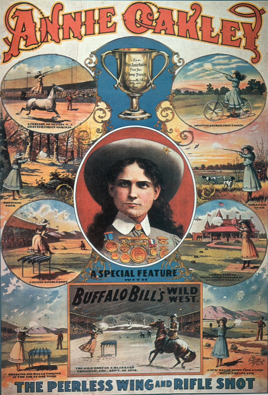 Plakat reklamujący Annie Oakley w programie Buffalo Bill