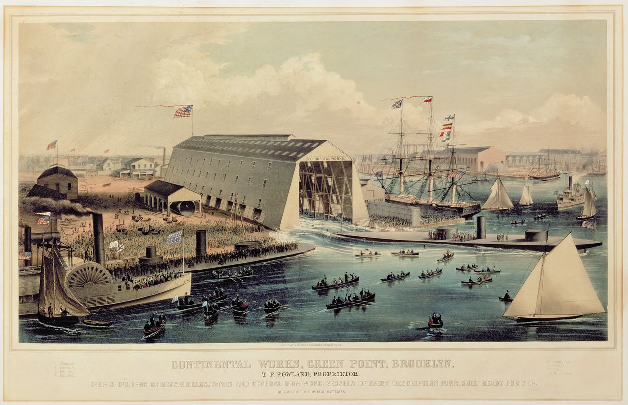 Plakat reklamujący Continental Works, Greenpoint Brooklyn, opublikowany przez Endicott & Co. autorstwa American School