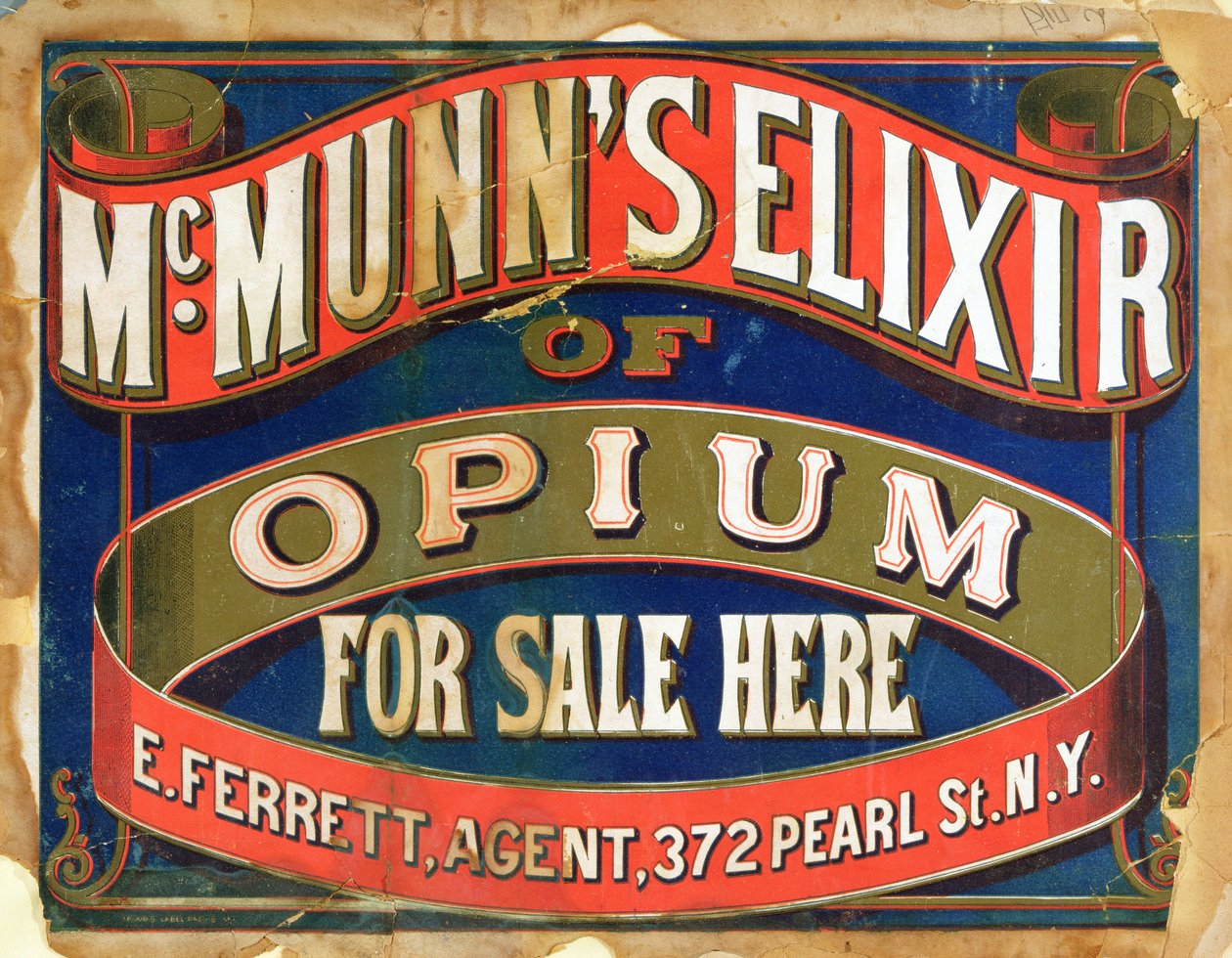 Plakat reklamujący McMunns Elixir of Opium autorstwa American School