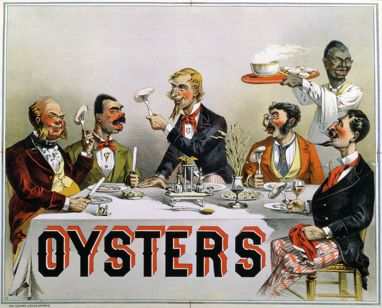 Plakat reklamujący ostrygi autorstwa American School