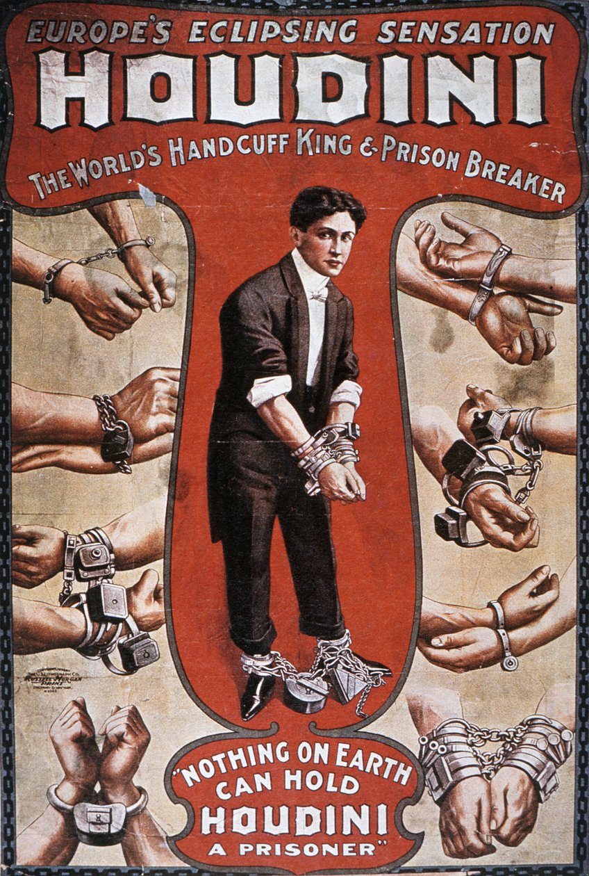 Plakat reklamujący występ Houdini autorstwa American School
