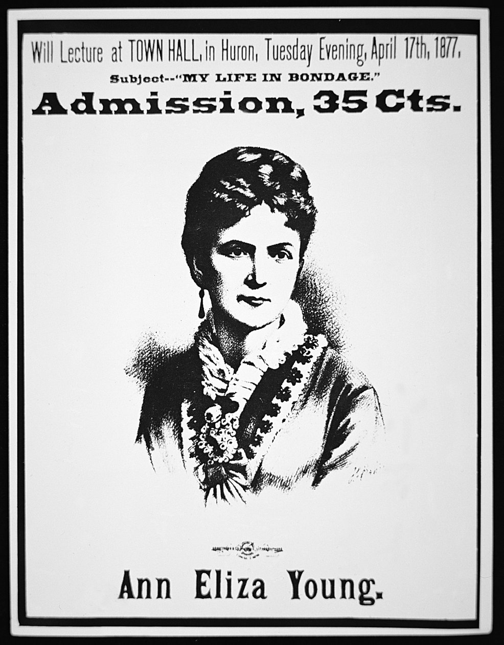 Plakat reklamujący wykład „Moje życie w niewoli” Ann Elizy Young (1804-c.1908) 1877 (lito) autorstwa American School