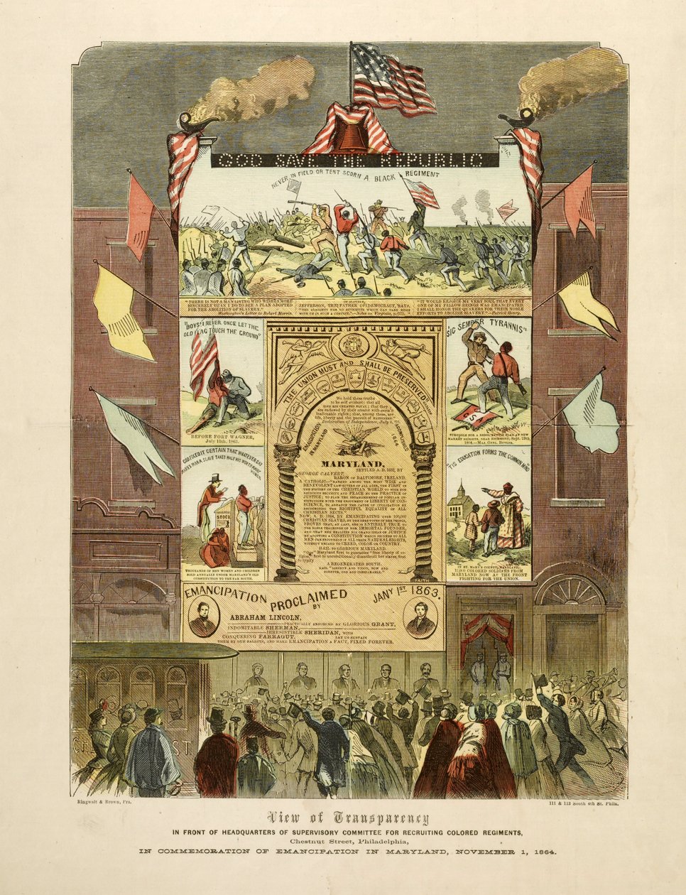 Plakat upamiętniający „Emancypację w Maryland, 1 listopada autorstwa American School