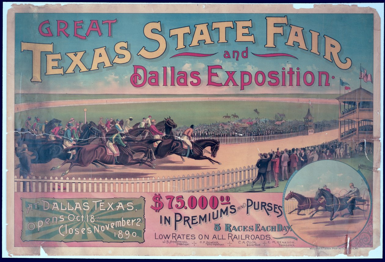 Plakat do Texas State Fair i Dallas Exposition z 1890 r autorstwa American School