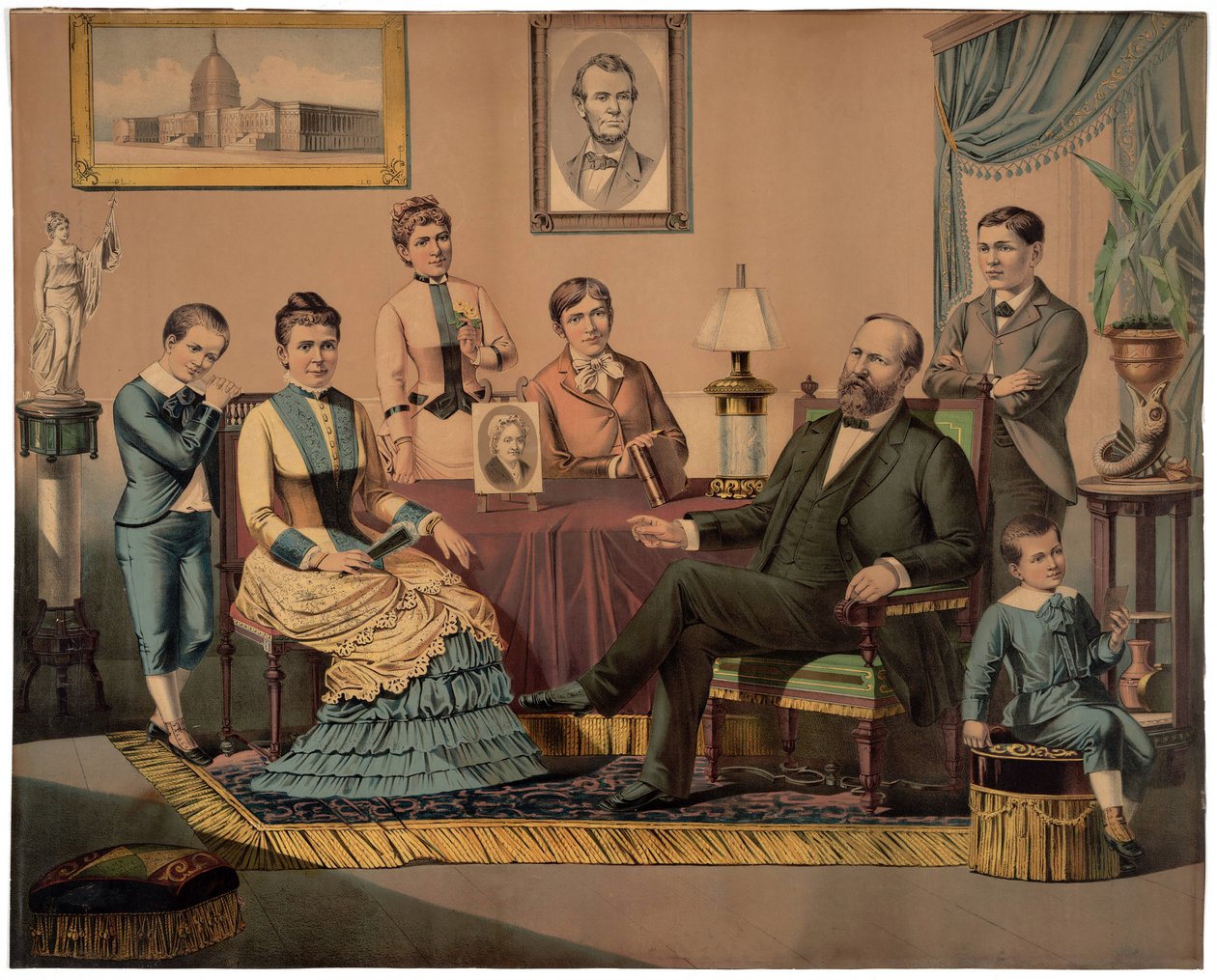 Prezydent Garfield i Rodzina, wyd. 1882 autorstwa American School