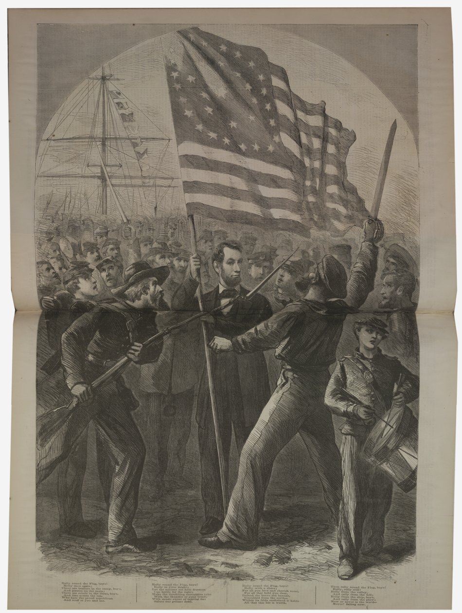 Prezydent Lincoln angażujący się w bitwę o Fort Stevens, ilustracja z „Harper