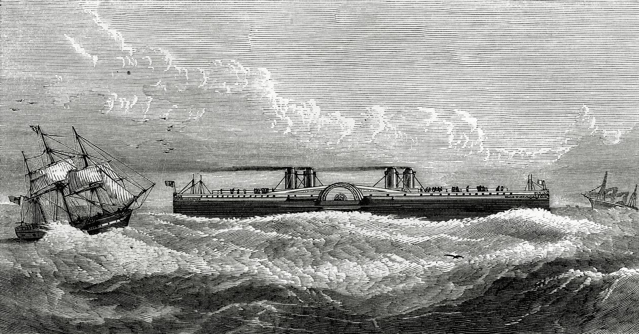 Proponowany parowiec promowy między Dover i Calais, ilustracja z Appletons Journal, 4 maja 1872 r. autorstwa American School