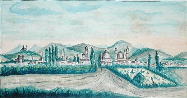 Pueblo, Meksyk (akwarela na papierze) autorstwa American School