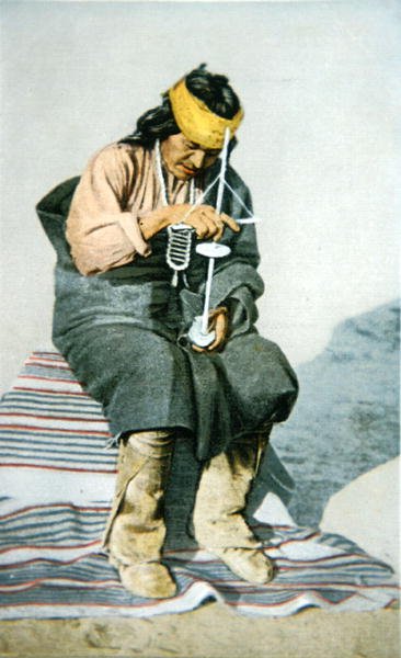 Człowiek z Pueblo wiercący turkus, ok. 1905 (kolor lito) autorstwa American School