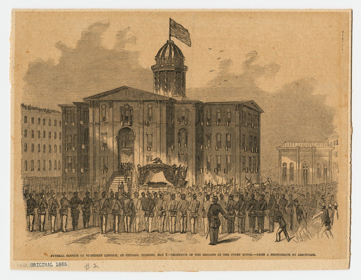 Przyjęcie w sądzie podczas pogrzebu Abrahama Lincolna, Chicago, Illinois autorstwa American School