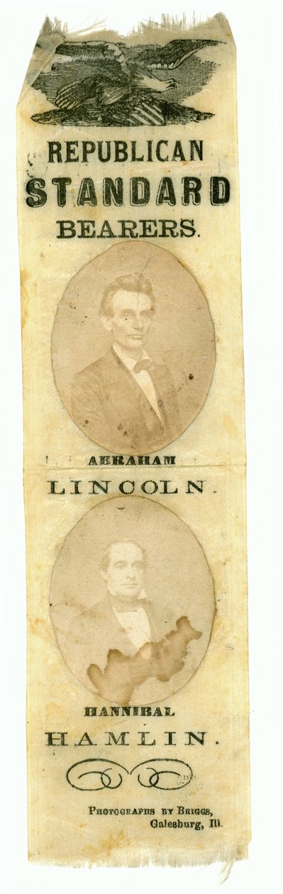Republikańscy Standard Bearers, Abraham Lincoln i Hannibal Hamlin, 1860 (drukowana tkanina) autorstwa American School