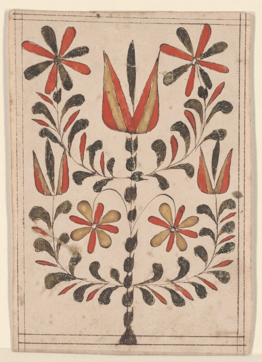 Nagroda za zasługi (Belohnung), Fraktur Painting (pióro i atrament z toaletą na papierze) autorstwa American School
