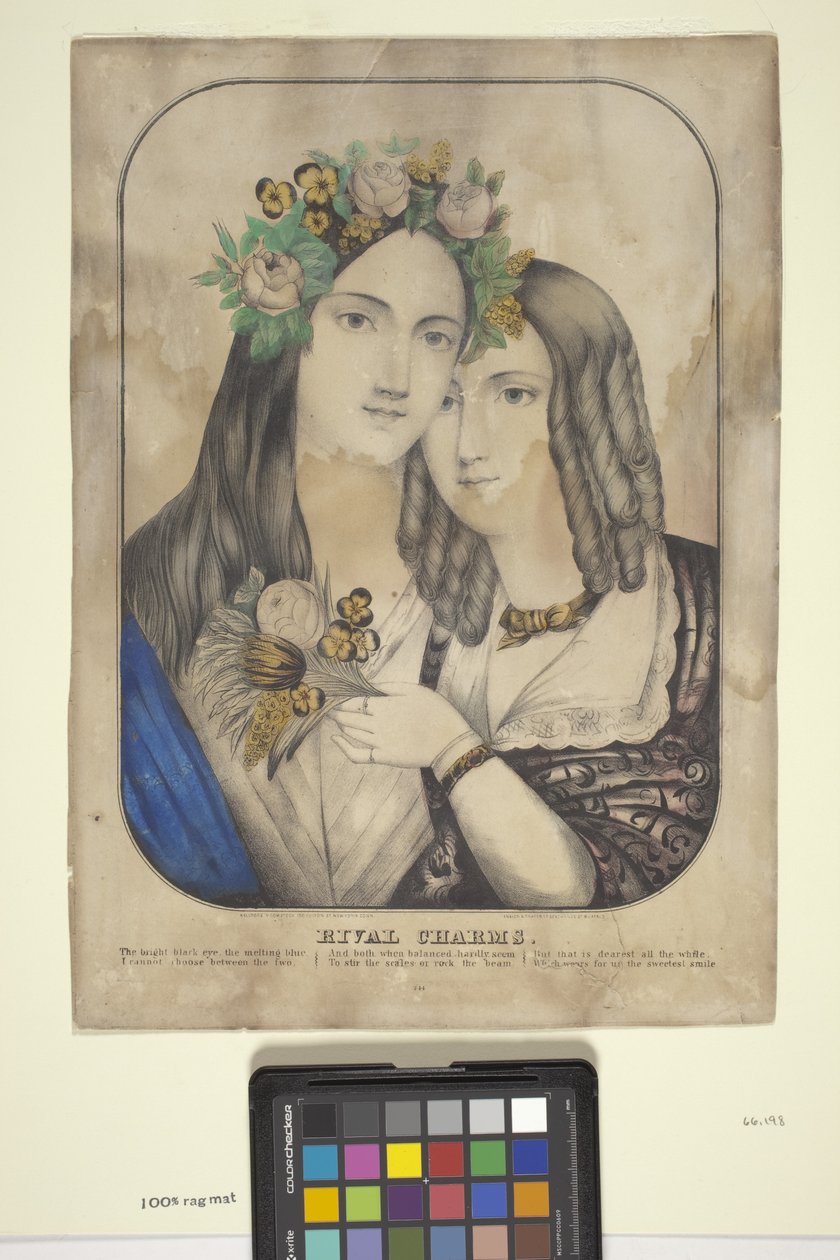 Rival Charms (litografia ręcznie kolorowana) autorstwa American School