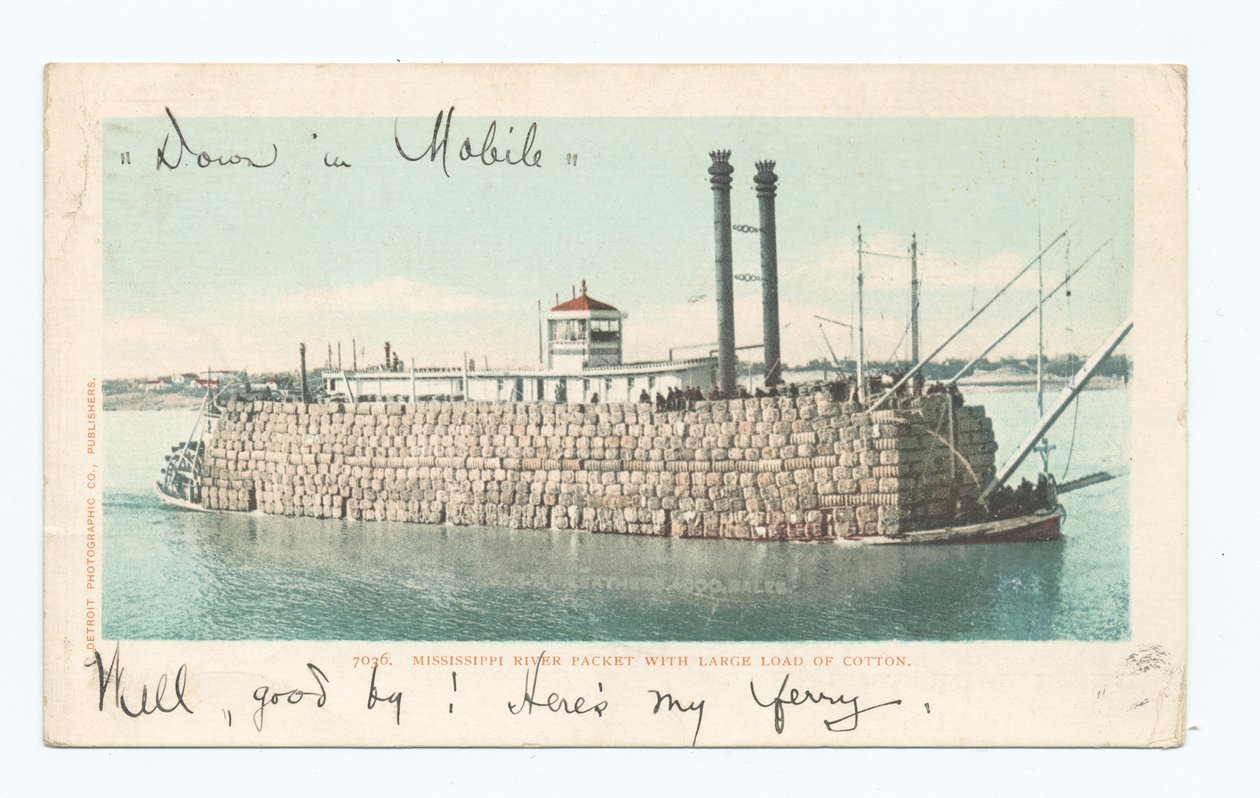 Pakiet River, ładunek bawełny, południe (kolor lito) autorstwa American School