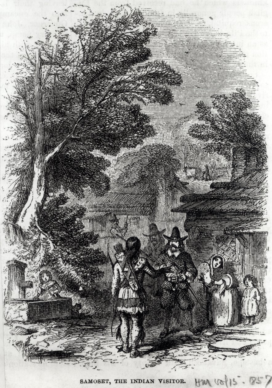 Samoset, indyjski gość, z „Miesięcznika Harpera”, 1857 autorstwa American School