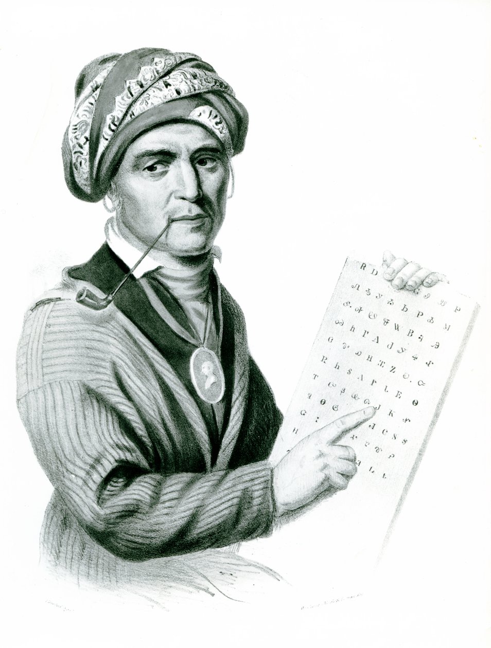 Se Quo Yah (Sequoyah), wynalazca alfabetu indyjskiego, 1836 (zdjęcie b:w) autorstwa American School