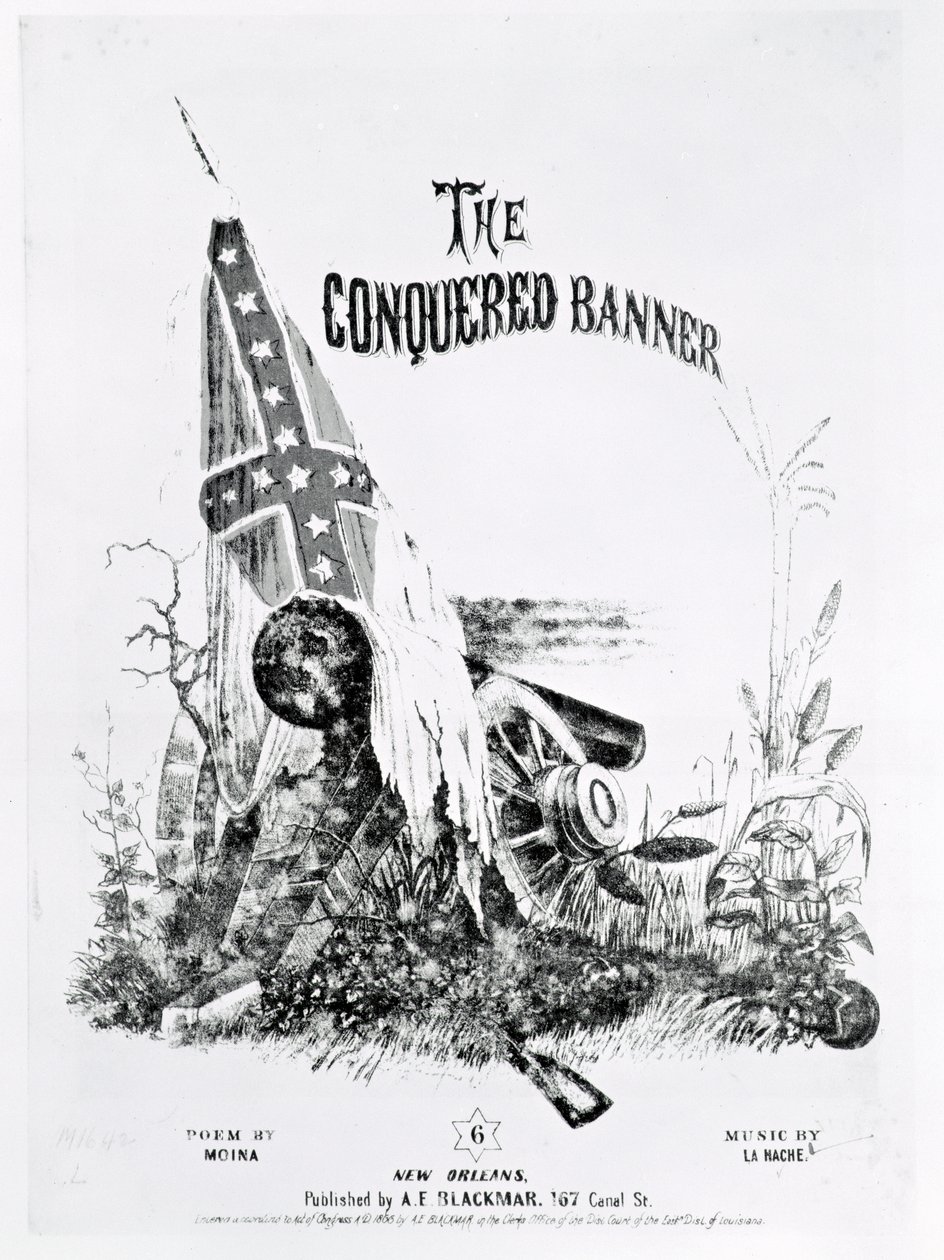 Okładka nutowa do „The Conquered Banner”, wiersz Moiny, muzyka La Hache, wyd. przez AE Blackmar, 1862 autorstwa American School