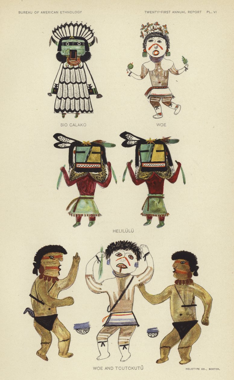 Sio Calako, Woe, Helilulu, Woe i Tcutckutu (kolorowa litografia) autorstwa American School