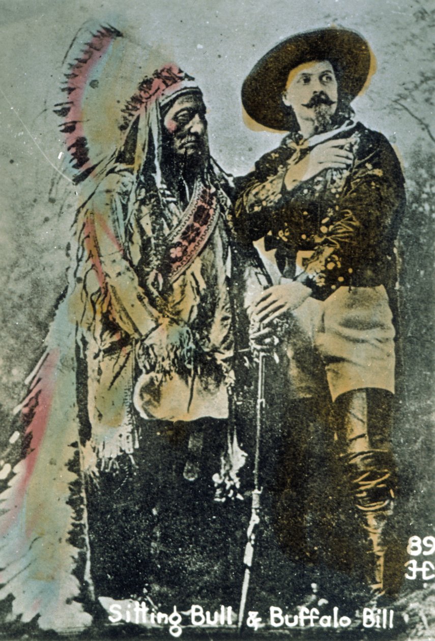 Siedzący byk i Buffalo Bill, ok.1885 (kolorowe zdjęcie) autorstwa American School