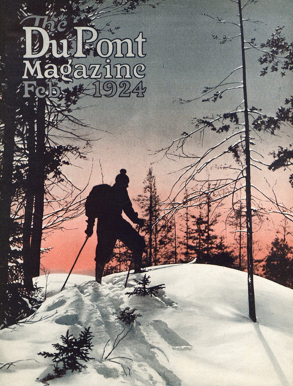 Narciarstwo, okładka magazynu DuPont, luty 1924 autorstwa American School