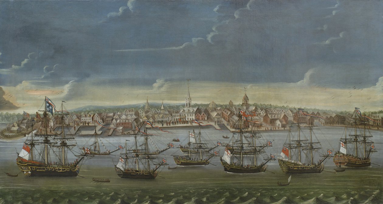 Południowo-wschodnia perspektywa miasta Nowy Jork, c.1756-7 autorstwa American School