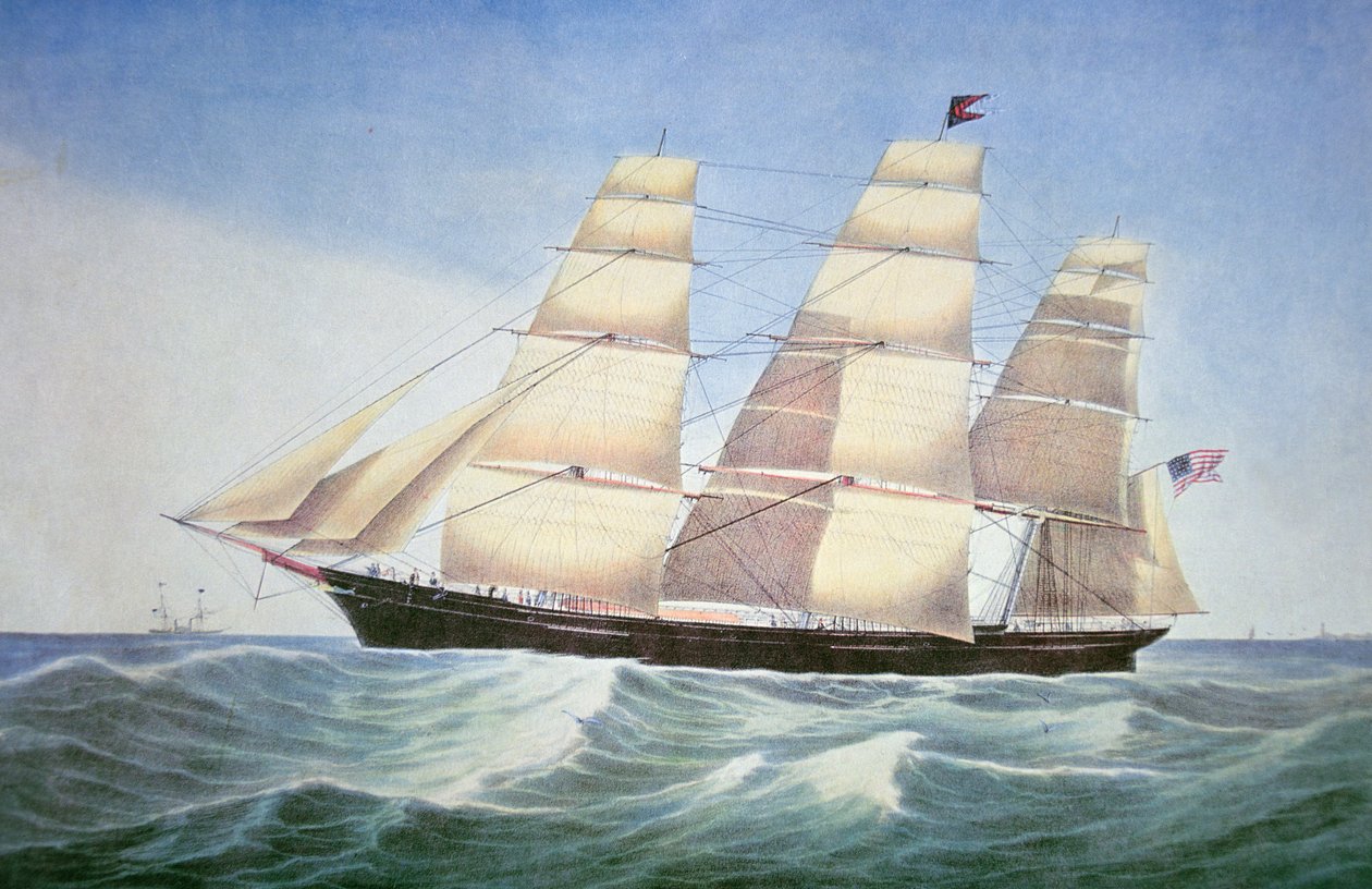 Sovereign of the Seas, litografia Nathaniela Curriera (1813-88) autorstwa American School