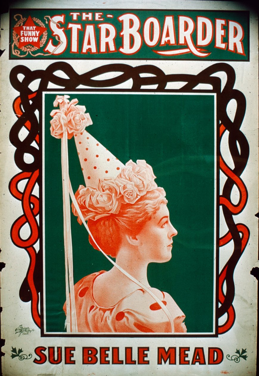 Plakat teatralny Star Boarder z aktorką Sue Belle Mead, ok. 1900 autorstwa American School