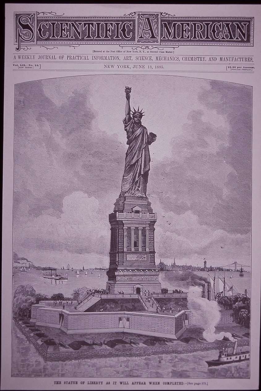 Statua Wolności „tak, jak pojawi się po ukończeniu” na okładce Scientific American autorstwa American School