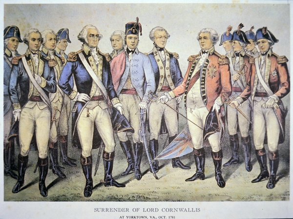Kapitulacja Lorda Cornwallisa w Yorktown w stanie Wirginia autorstwa American School