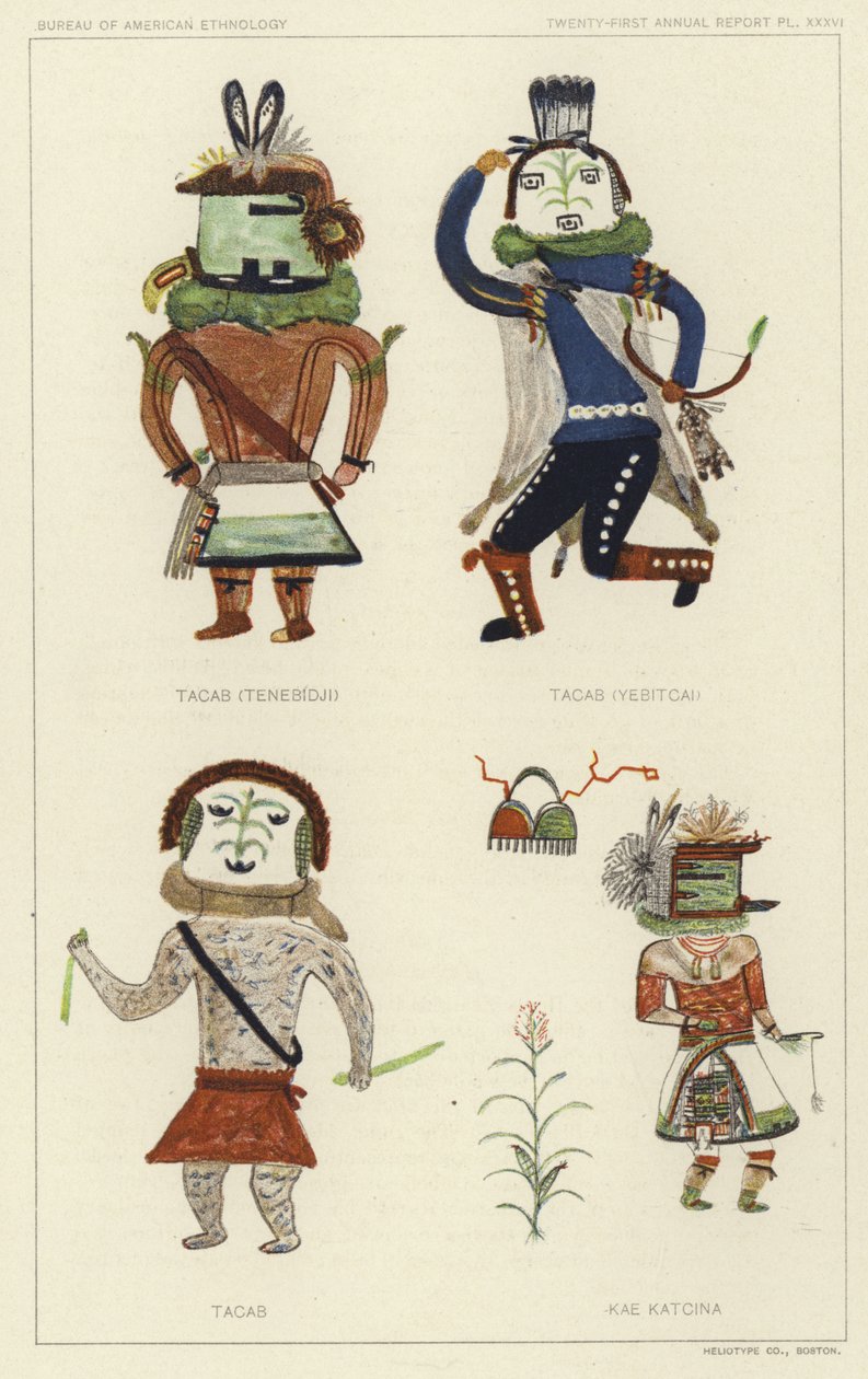 Tacab (Tenebidji), Tacas (Yebitcai), Tacab, Kae Katcina (kolorowa litografia) autorstwa American School
