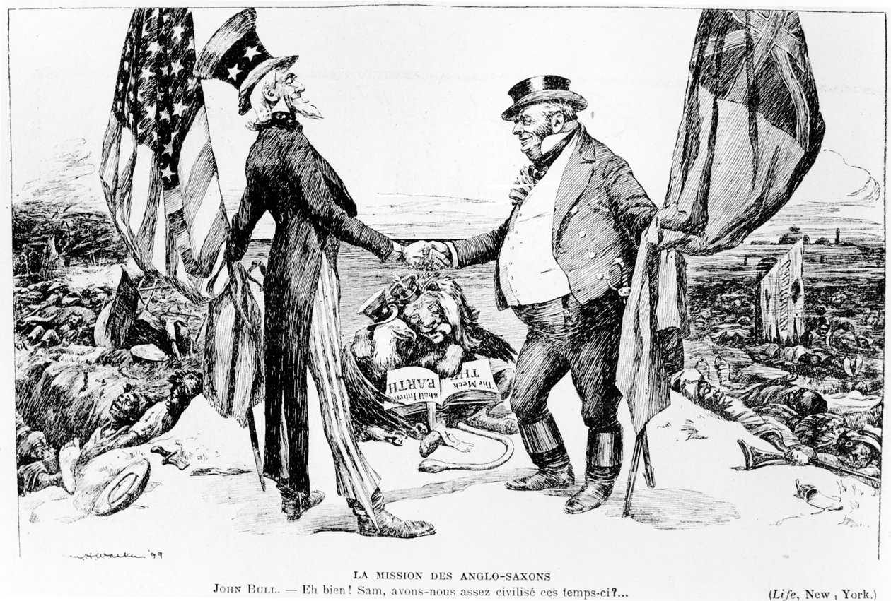 Misja anglosaska, ilustracja z Le Rire, 1899 autorstwa American School
