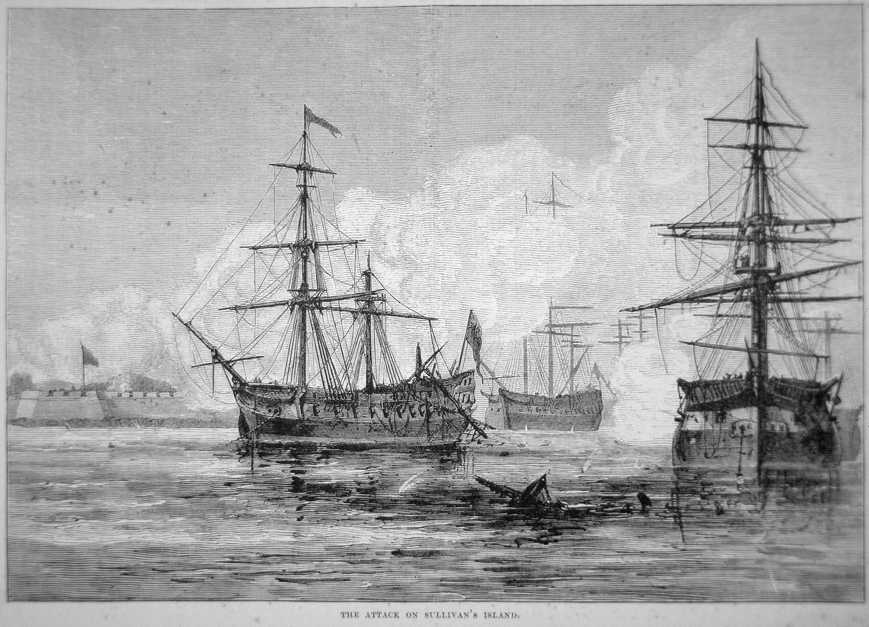 Atak na wyspę Sullivana, 28 czerwca 1776 (lito) autorstwa American School