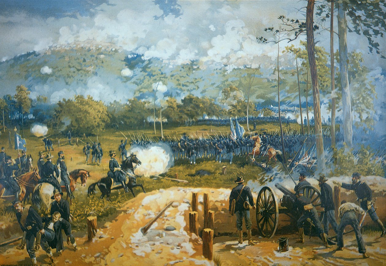 Bitwa pod Górą Kenesaw, 27 czerwca 1864 (kolor lito) autorstwa American School