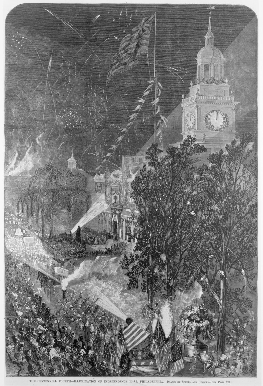 Centennial Fourth: Iluminacja Independence Hall, Filadelfia, z „Harper