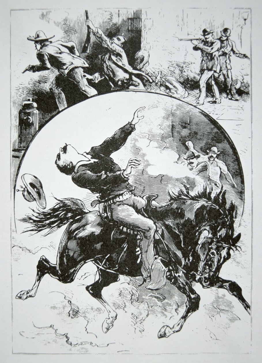 The Dalton Gang, zestrzelony przez zirytowanych obywateli Coffeyville, z „Narodowej Gazety Policyjnej”, 5 października 1892 (rycina) autorstwa American School
