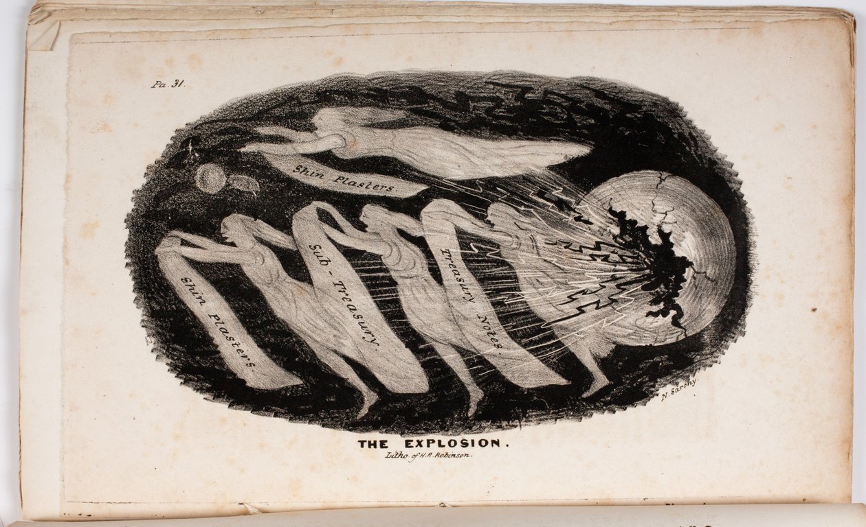 Wybuch, ilustracja z Wizji sądu, czyli prezentu dla wigów z lat 76 i 37 autorstwa Junius Jr., 1938 autorstwa American School