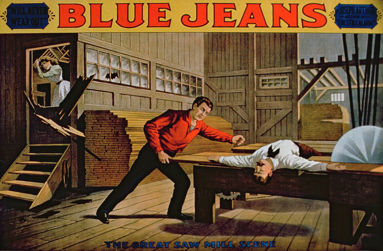Scena z wielkim tartakiem, plakat do Blue Jeans autorstwa American School