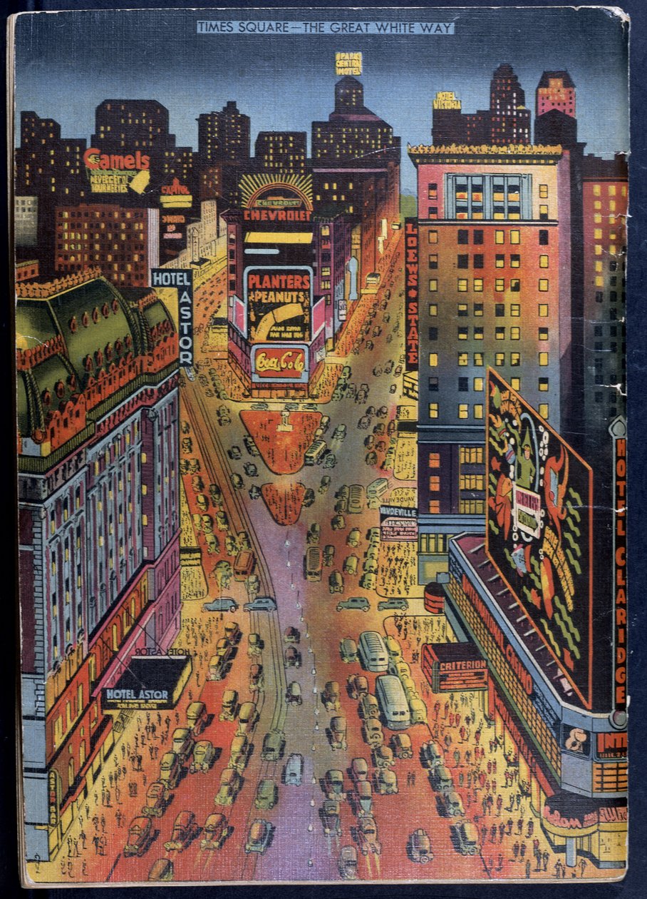 Great White Way Times Square, Nowy Jork, ilustracja z New York Illustrated, 1938 autorstwa American School