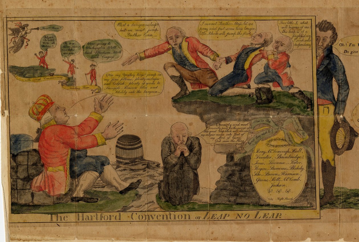 Konwencja Hartford, czyli Leap no Leap, 1815 (ręcznie barwiony grawerunek) autorstwa American School
