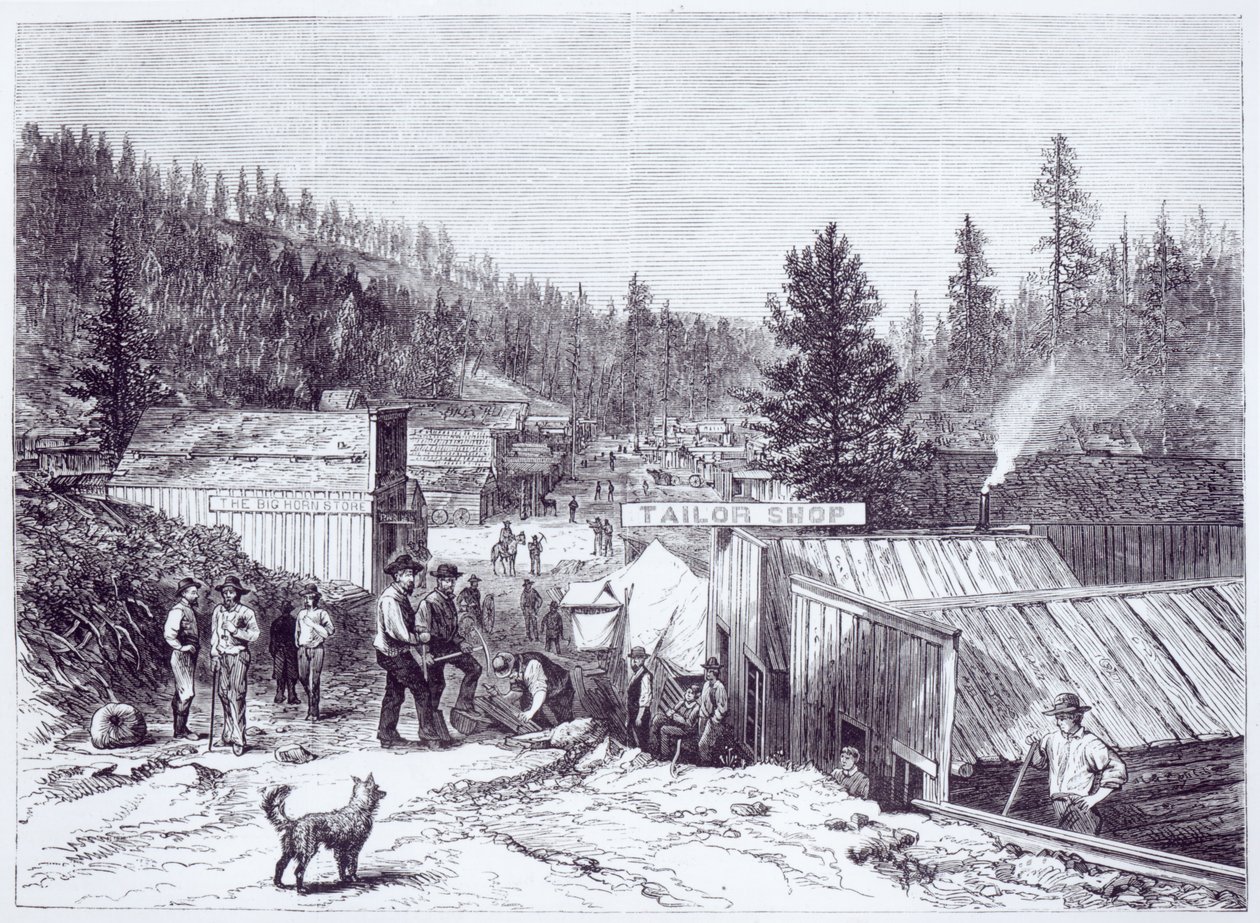 Wojna z Indianami, Deadwood City, Black Hills of Dakota, na podstawie fotografii SJ Morrow autorstwa American School