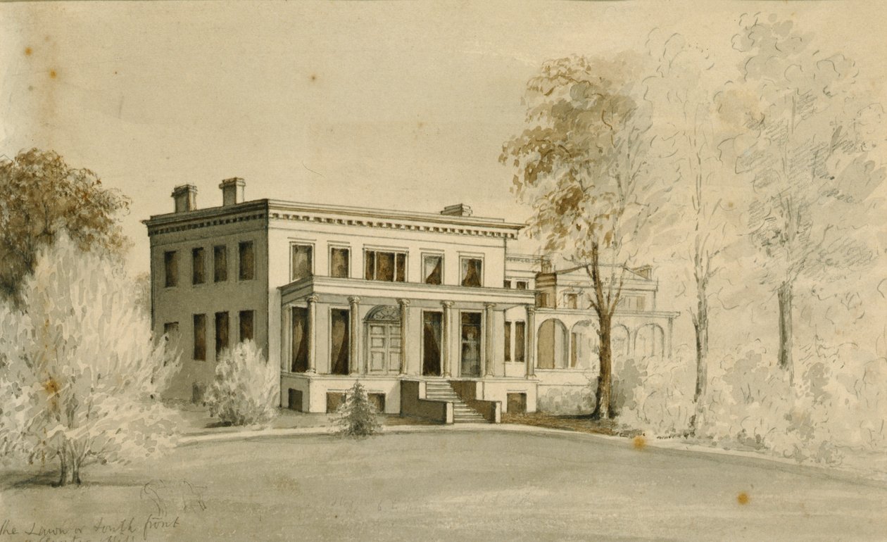 "The Mansion", Centre Hill, Petersburg, Wirginia (akwarela na papierze) autorstwa American School