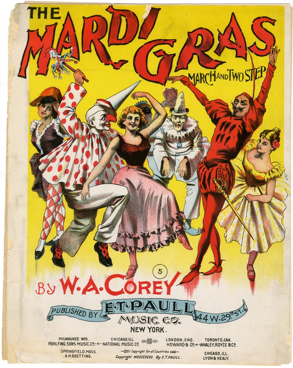Mardi Gras March and Two Step [okładka nuty], 1897 autorstwa American School